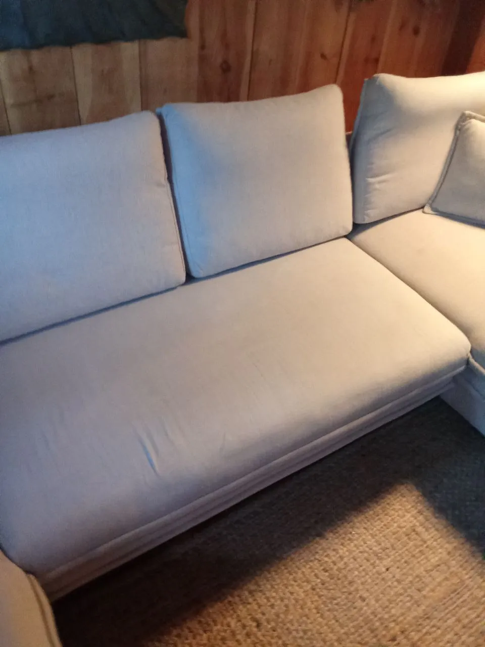 Banquette principale canapé d'angle tissu restauré, résultat nettoyage — Andernos 2025
