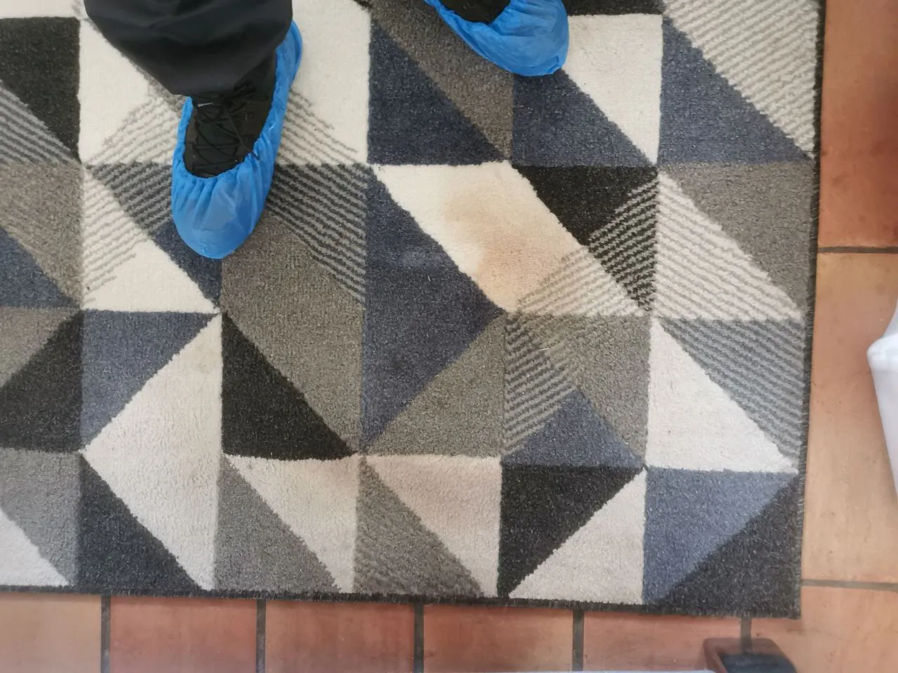 Zoom sur coin de tapis souillé avant intervention — Gujan-Mestras